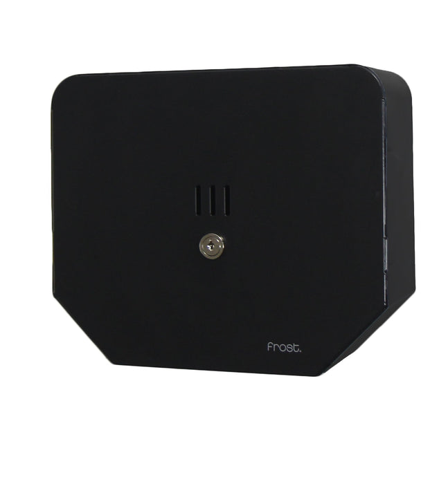 Frost 166-BLK matte black jumbo toilet tissue dispenser front view
