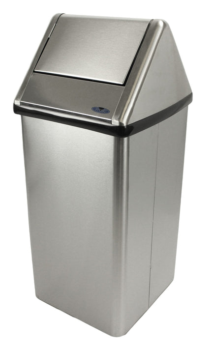 Front profile of Frost 304-NLS bin with stainless steel swing top lid