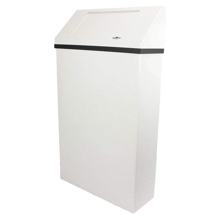 Front profile of Frost 304-NL waste bin with white epoxy swing top lid