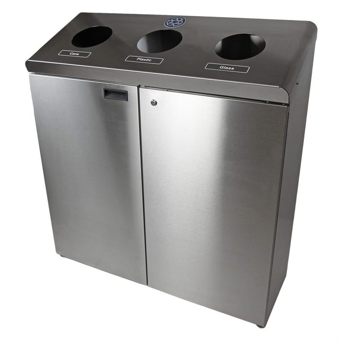 Frost 316-S Stainless Steel Floor Standing Recycling Station – 3-Stream Waste & Recycling Bin