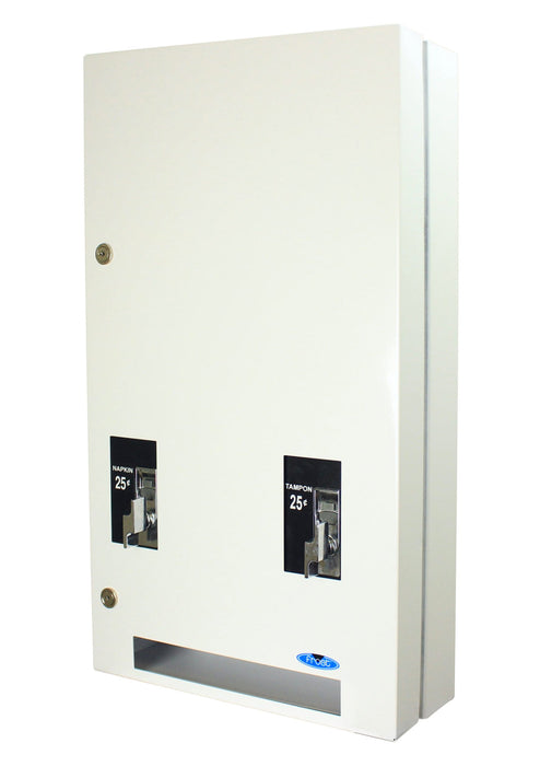 Frost 608-1 surface-mounted stainless steel napkin/tampon vendor for commercial restrooms, free or coin-operated, ADA-compliant