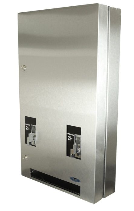 Frost 608-3 surface-mounted stainless steel napkin/tampon vendor, brushed finish, free or coin-operated, ADA-compliant