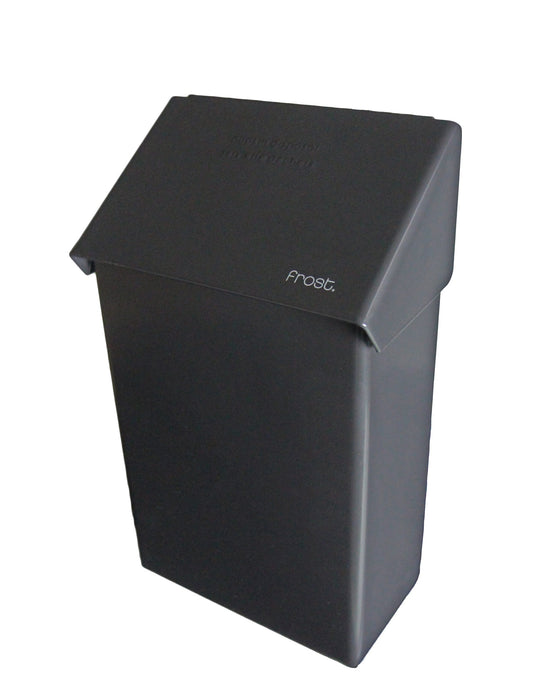 Frost 620-BLK matte black stainless steel surface-mounted napkin disposal unit for commercial restrooms, hygienic