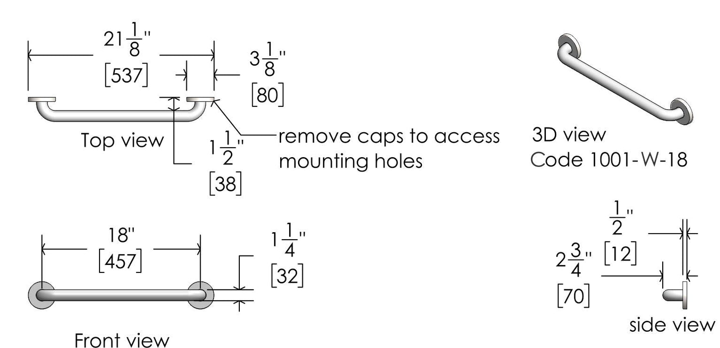 White finish grab bar for barrier free access 36 inch