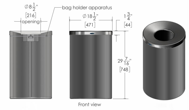 Technical drawing of Frost 310-B bin with dimensions