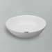 Side angle of Acritec 36402 round sink basin, highlighting 5-inch height and glossy finish