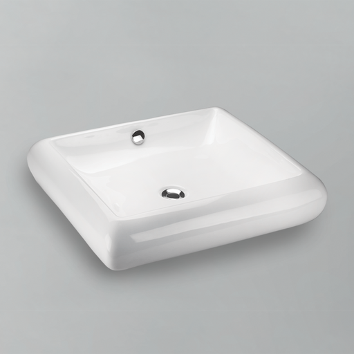 Acritec 36405 rectangular counter-top basin in white ceramic, full top view showing 22-inch by 19.375-inch bowl