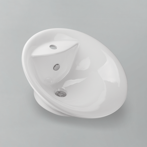 Acritec 36406 circular counter-top basin in white ceramic, full top view showing 20.33-inch diameter bowl