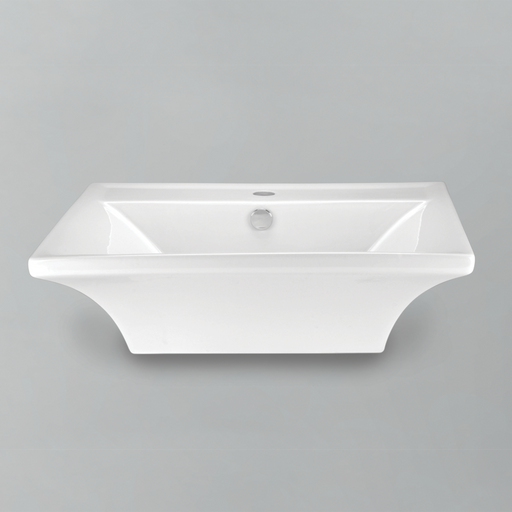 Acritec 36412 rectangular counter-top basin in white ceramic, full top view showing 23.5-inch by 19-inch bowl