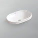 Acritec 36417L oval counter-top basin in white ceramic, full top view showing 23.875-inch by 15.75-inch bowl