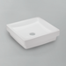 Acritec 36420 oval counter-top basin in white ceramic, full top view showing 15.75-inch by 15.75-inch bowl