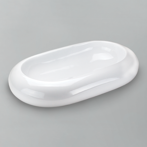 Acritec 36430 oval counter-top basin in white ceramic, full top view showing 24.75-inch by 15.75-inch bowl