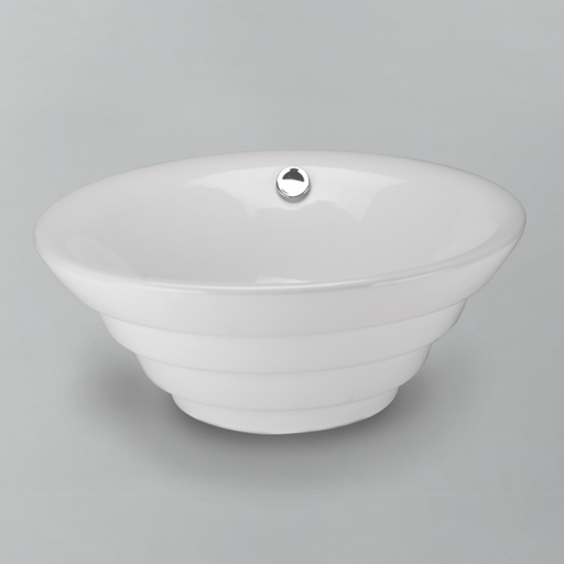 Acritec 36490 rectangular counter-top basin in white ceramic, full top view showing 19-inch by 19-inch bowl