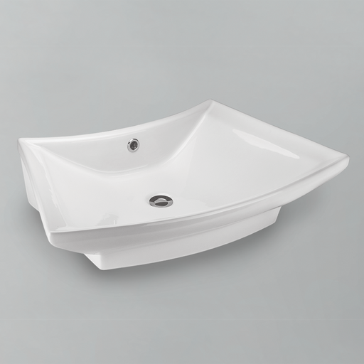 Acritec 36519 rectangular counter-top basin in white ceramic, full top view showing 28.75-inch by 19.75-inch bowl