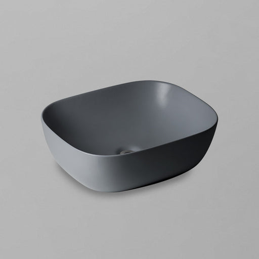 Acritec 36643-GRY rectangular counter-top basin in grey matte ceramic, full top view showing 19-inch by 15.5-inch bowl