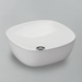 Acritec 36644 oval counter-top basin in white ceramic, full top view showing 14.625-inch by 14.625-inch bowl