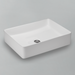 Acritec 36648 rectangular counter-top basin in white ceramic, full top view showing 18.5-inch by 14.25-inch bowl