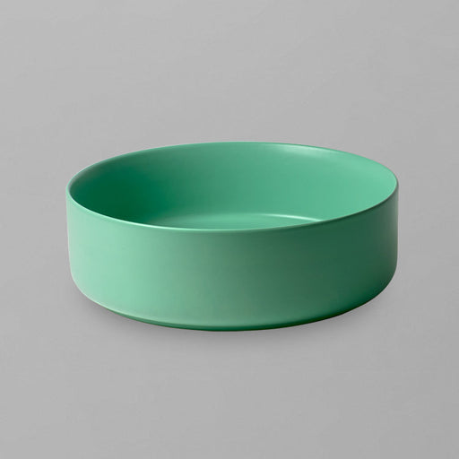 Acritec 36652-GRN round counter-top basin in green matte ceramic, full top view showing 14-inch by 14-inch bowl