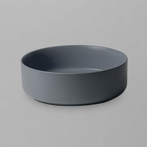 Acritec 36652-GRY round counter-top basin in grey matte ceramic, full top view showing 14-inch by 14-inch bowl