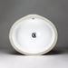 White oval Acritec undermount ceramic basin with flat bottom installed under a chic countertop