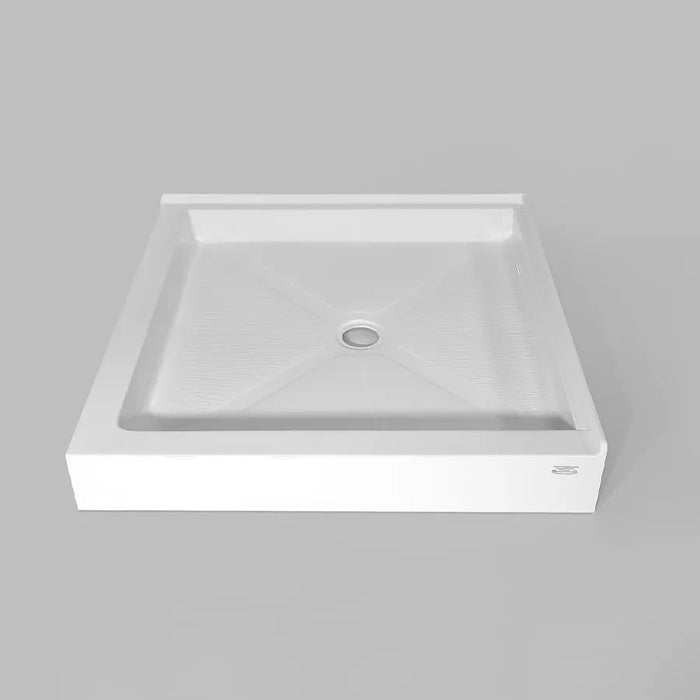 Acritec Regular Profile Double Threshold Shower Base - 38x38 Inch Acrylic with Fiberglass & Wood Reinforcement, Center Drain #60041
