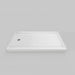 White Acritec low profile single threshold shower base with end drain (LH) in a modern alcove installation