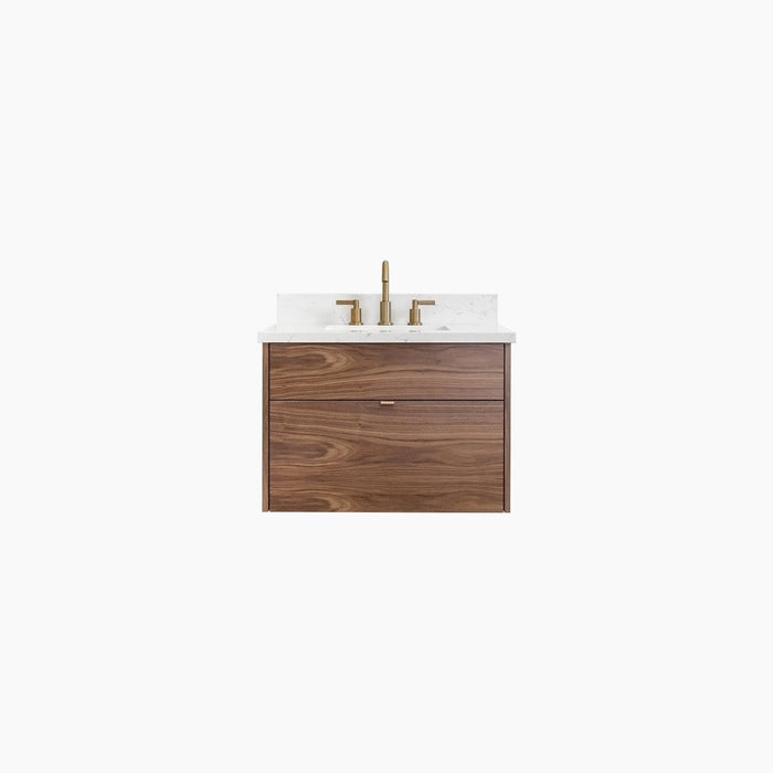 Austin 30  Wall Mount American Black Walnut Bathroom Vanity - High-End Bathroom Vanity - Facility Supply Pro Canada