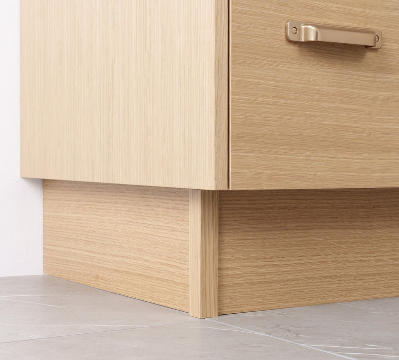 Austin 48" White Oak Vanity with toe kick base – wide front view.