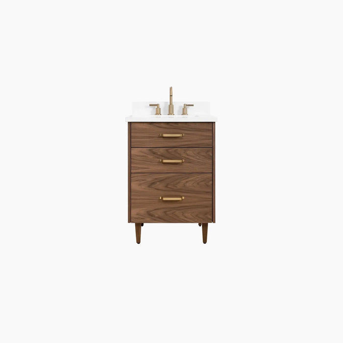 Austin SLIM 24" American Black Walnut Bathroom Vanity – Studio Product Shot