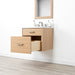 Ashbury 24" Wall-Mounted White Oak Vanity – Right Side Open View with Arctic Trace Faucet