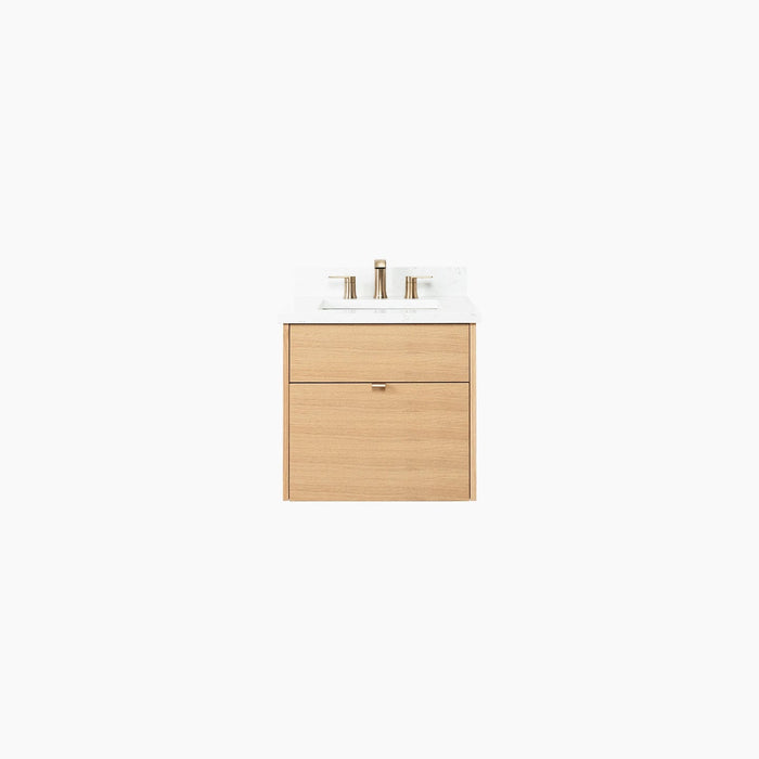 Ashbury 24" Wall-Mounted White Oak Vanity – Isolated Product Image on Plain Background