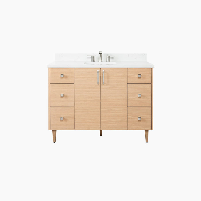 Ashbury 48 White Oak   Arctic Trace Brushed Nickel   Front Plain BG?v=1751326039 - Premium Bathroom Vanity for Canadian Homes and Businesses - Facility Supply Pro