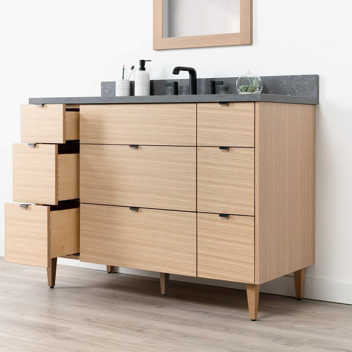 Ashbury 48 WhiteOak ConcreteGrey EdgePullsBlack RightAngle SlightlyOpenLeftDrawerscopy?v=1751326121 - Premium Bathroom Vanity for Canadian Homes and Businesses - Facility Supply Pro