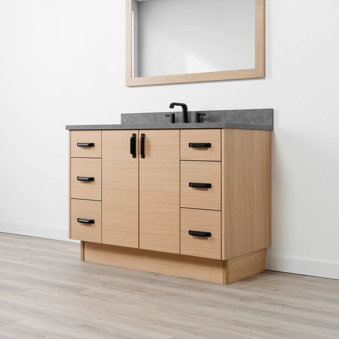 Ashbury48WhiteOak ConcreteGrey NewBlackHandle Right Closedcopy?v=1751326039 - Premium Bathroom Vanity for Canadian Homes and Businesses - Facility Supply Pro