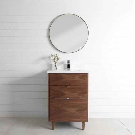 Austin-24 Modern American Black Walnut Vanity - Front Angle View