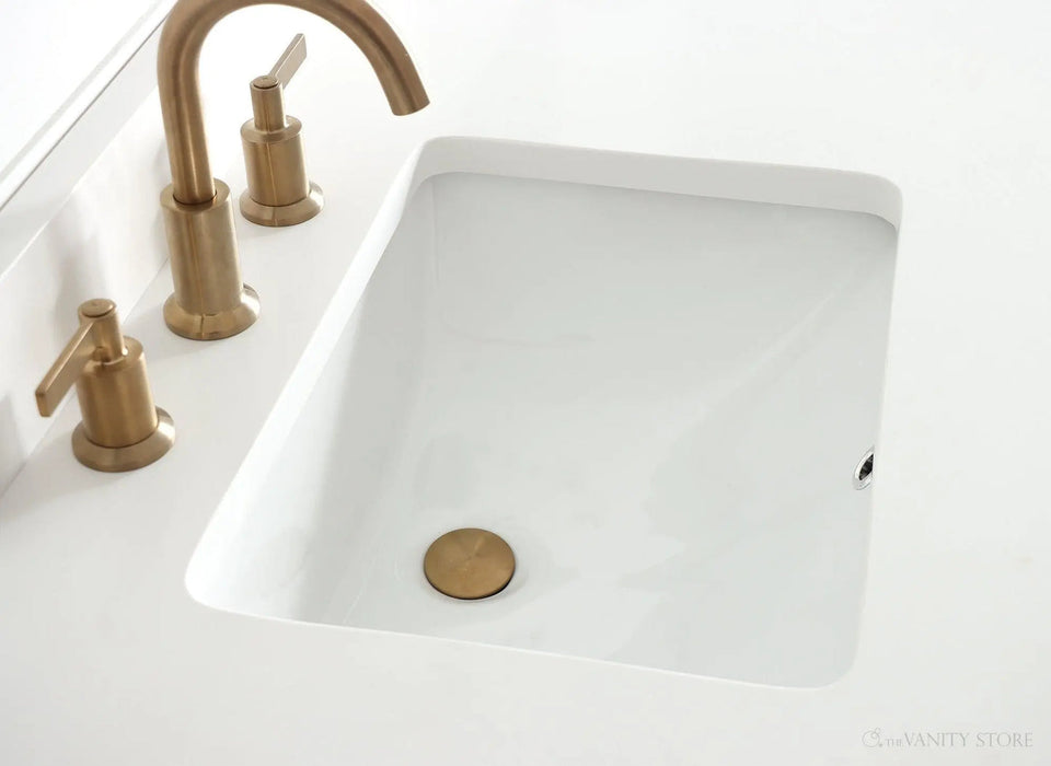 Austin-24 Walnut Vanity - Open Storage and Undermount Sink Detail