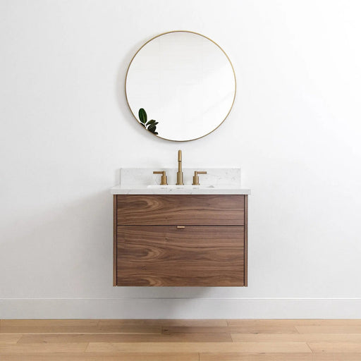 Austin 30  Teodor  Modern Wall Mount American Black Walnut Vanity Teodor 58349635 - High-End Bathroom Vanity - Facility Supply Pro Canada