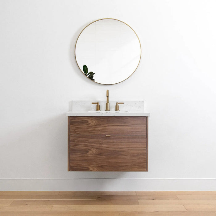 Austin 30  Teodor  Modern Wall Mount American Black Walnut Vanity Teodor 58349635 - High-End Bathroom Vanity - Facility Supply Pro Canada