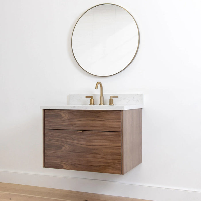 Austin 30  Teodor  Modern Wall Mount American Black Walnut Vanity Teodor 58349776 - High-End Bathroom Vanity - Facility Supply Pro Canada