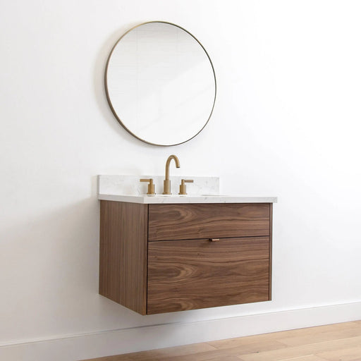 Austin 30  Teodor  Modern Wall Mount American Black Walnut Vanity Teodor 58350017 - High-End Bathroom Vanity - Facility Supply Pro Canada