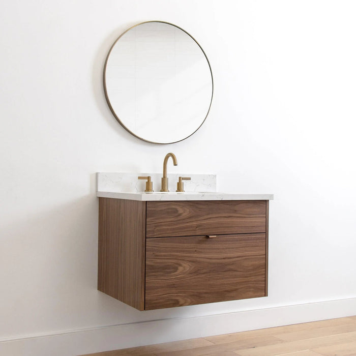 Austin 30  Teodor  Modern Wall Mount American Black Walnut Vanity Teodor 58350017 - High-End Bathroom Vanity - Facility Supply Pro Canada