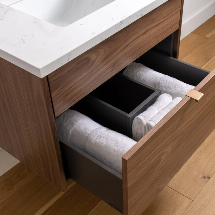 Austin 30  Teodor  Modern Wall Mount American Black Walnut Vanity Teodor 58350113 - High-End Bathroom Vanity - Facility Supply Pro Canada