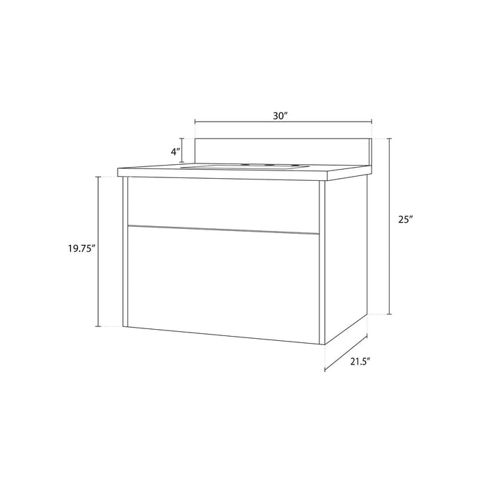 Austin 30  Teodor  Modern Wall Mount American Black Walnut Vanity Teodor 58351036 - High-End Bathroom Vanity - Facility Supply Pro Canada