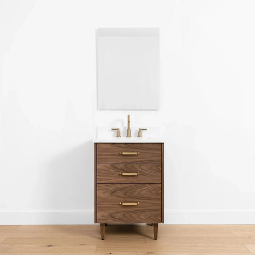 Austin SLIM 24" Modern American Black Walnut Vanity – Front View