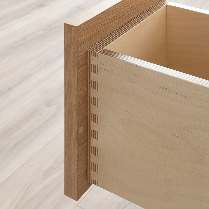 Austin 48" Wall-Mounted White Oak Vanity – Drawer Construction Detail with Dovetail Joinery