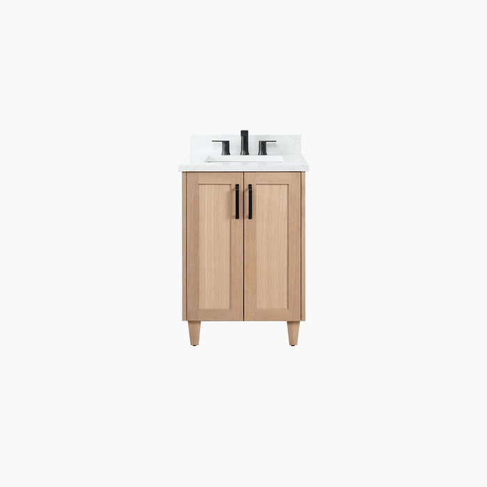 Bridgeport 24" White Oak Vanity – Door Model in Styled Setting