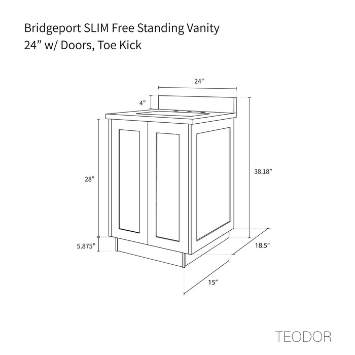 Bridgeport 24" Vanity with Doors and Toe Kick – Slim Series