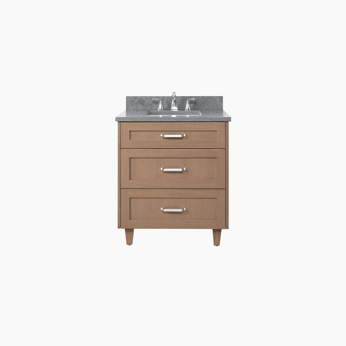 Bridgeport 30 Almond Coast Concrete Grey Chrome Handles Plain Bg - High-End Bathroom Vanity - Facility Supply Pro Canada