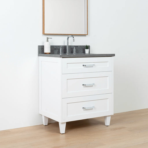 Bridgeport 30 Satin White Left 1Copy - High-End Bathroom Vanity - Facility Supply Pro Canada