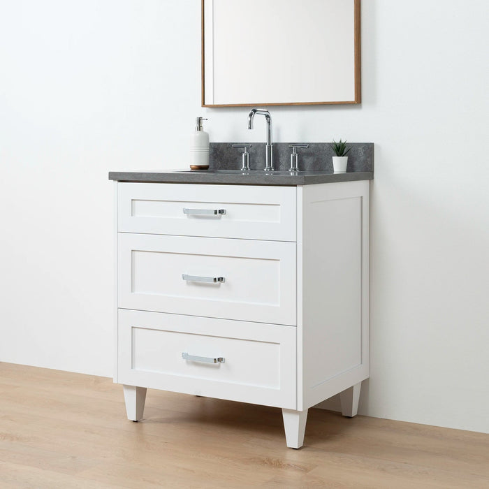 Bridgeport 30 Satin White Right 1Copy - High-End Bathroom Vanity - Facility Supply Pro Canada